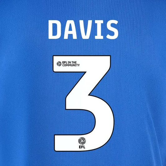 25 26  IPSWITCH TOWN DAVIS 3 OFFICIAL WHITE HOME PLAYER SIZE NAME SET 230MM