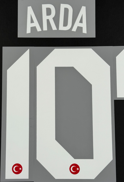 TURKEY 2020-2021 OFFICIAL ARDA 10 HOME WHITE PLAYER SIZE NAME SET