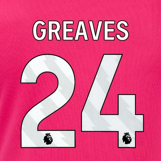2024 2025 OFFICIAL IPSWICH TOWN GREAVES 24 WHITE 3RD PLAYER SIZE NAME SET