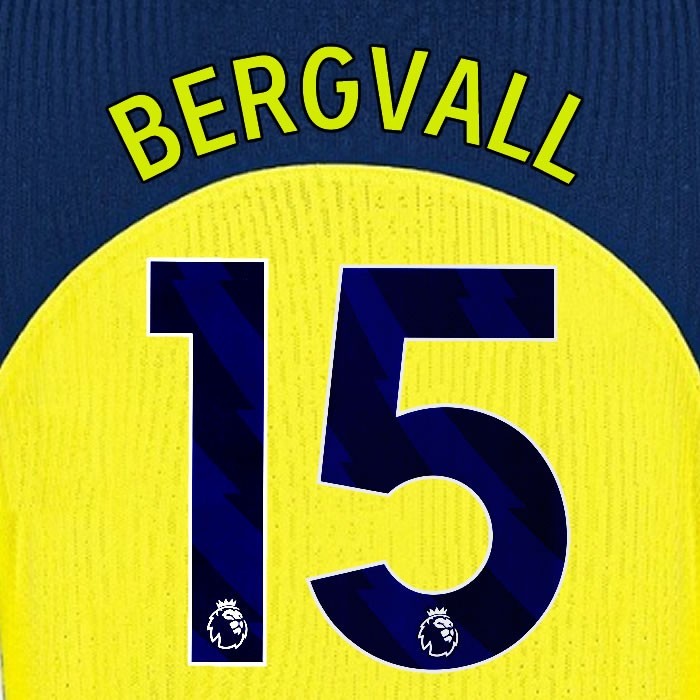 2025 2026 TOTTENHAM BERGVALL 15 3RD PLAYER SIZE NAME SET