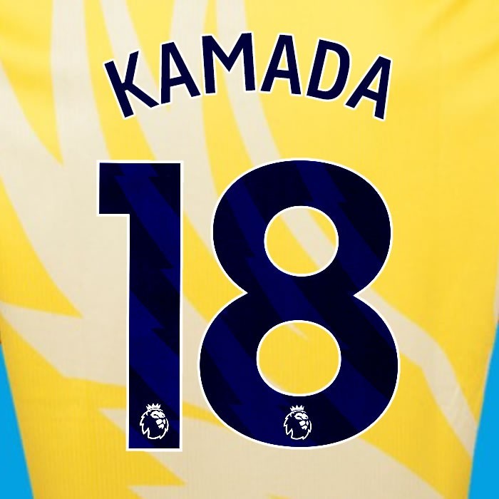 2024 2025 OFFICIAL CRYSTAL PALACE KAMADA 18 BLUE AWAY PLAYER SIZE NAMESET