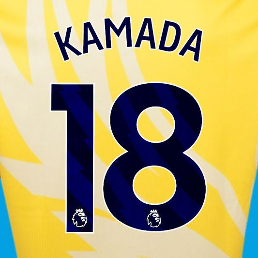 2024 2025 OFFICIAL CRYSTAL PALACE KAMADA 18 BLUE AWAY PLAYER SIZE NAMESET