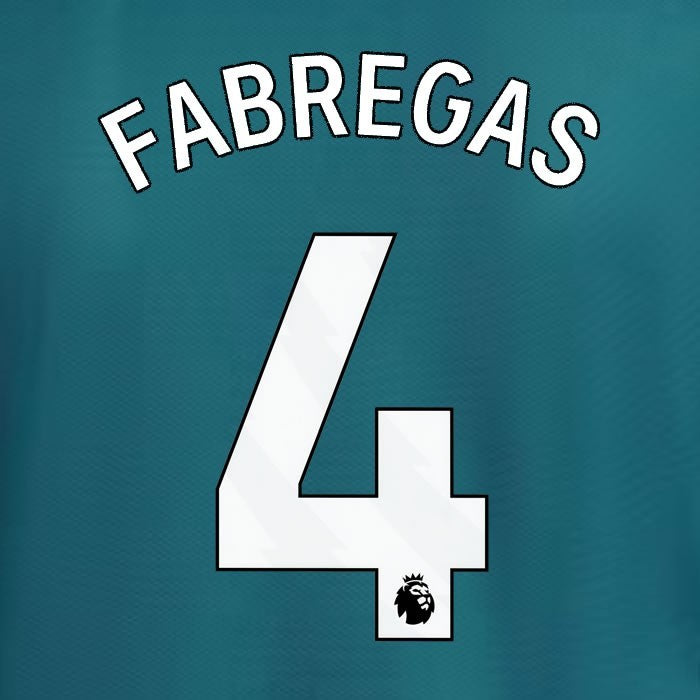 2023 2024 ARSENAL FABREGAS 4 WHITE 3RD OFFICIAL PLAYER SIZE NAME SET