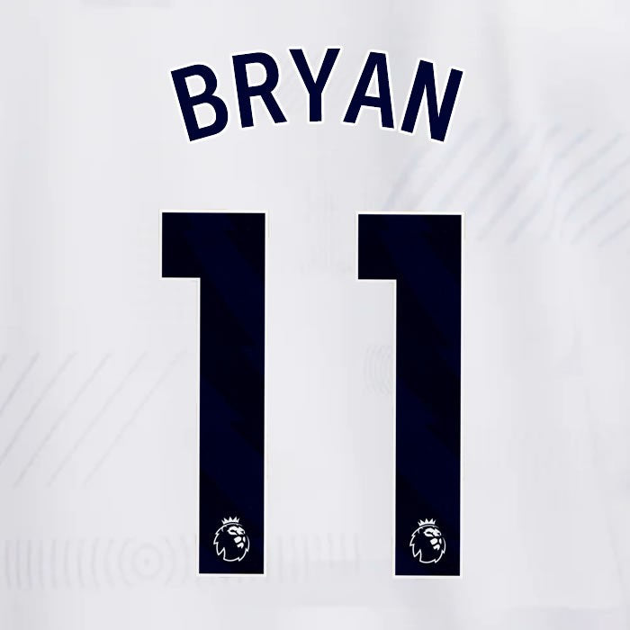 SPURS 2023 2024 BRYAN 11 BLUE HOME PLAYER SIZE NAME SET