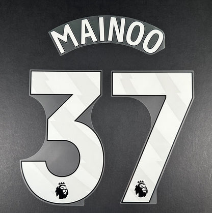 MAN UNITED 2025 2026 MAINOO 37 OFFICIAL AVERY DENNISON WHITE PLAYER SIZE NAMESET