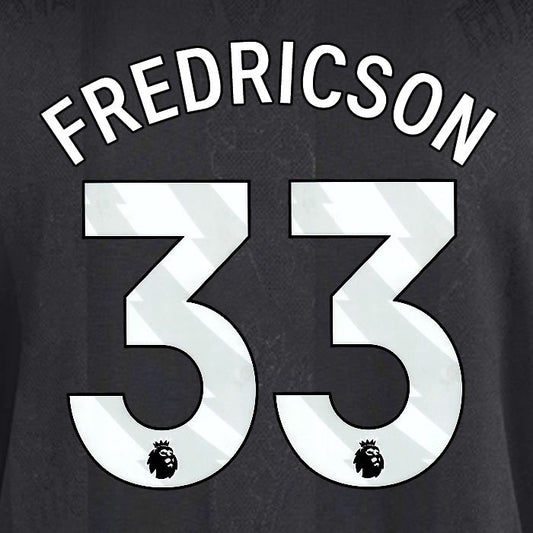 2025 2026 MANCHESTER UNITED FREDRICSON 33 3RD WHITE PLAYER SIZE NAMESET