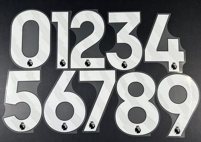 2023 - 2025 OFFICIAL AVERY DENNISON PREMIER LEAGUE WHITE PLAYER SIZE NUMBERS