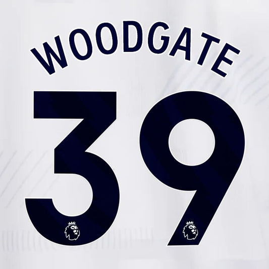 TOTTENHAM 2023/2024 WOODGATE 39 AVERY DENNISON BLUE PLAYER SIZE NAME SET