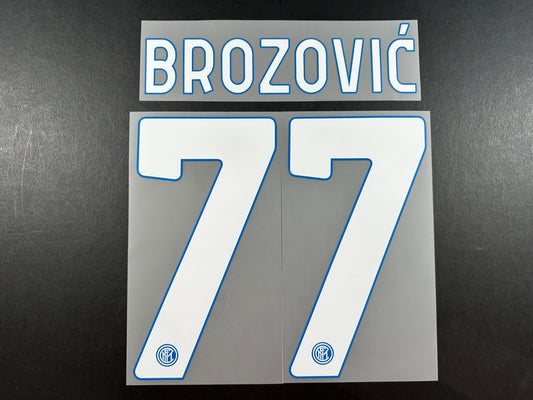 INTER MILAN 2020 2021 BROZOVIC 77 OFFICIAL HOME WHITE PLAYER SIZE NAMESET