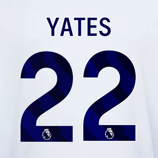 2023 2024 OFFICIAL NOTTINGHAM YATES 22 BLUE AWAY PLAYER SIZE NAMESET