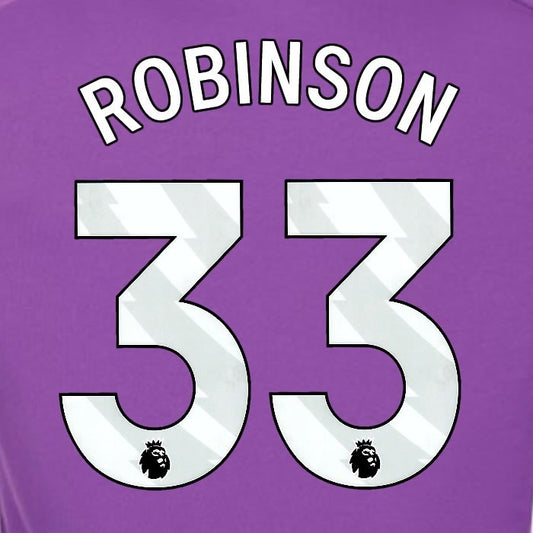 2024 2025 OFFICIAL FULHAM ROBINSON 33 WHITE 3RD PLAYER SIZE NAMESET