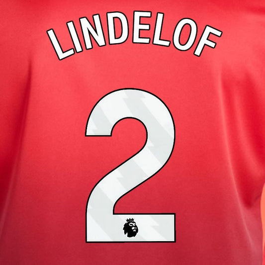 2024 2025 MANCHESTER UNITED LINDELOF 2 HOME WHITE PLAYER SIZE NAMESET