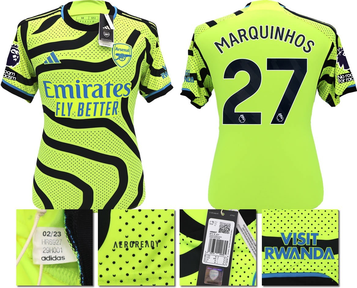 BNWT 2023 2024 ARSENAL F.C. ADIDAS AWAY SHIRT MARQUINHOS 27 + PATCHES