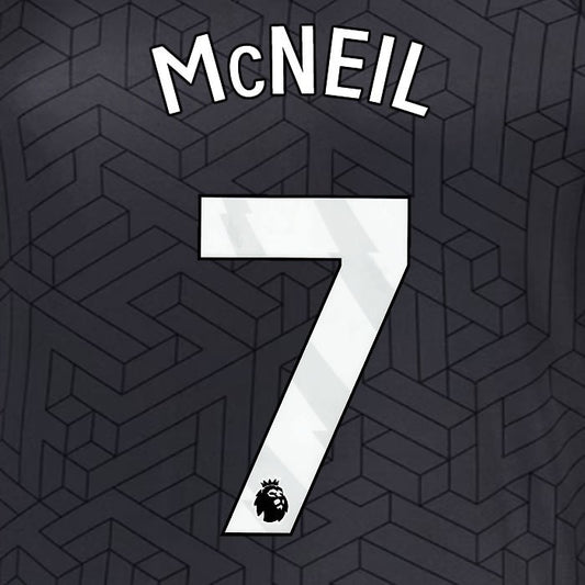 2024 2025 EVERTON McNEIL 7 OFFICIAL WHITE AWAY PLAYER SIZE NAMESET