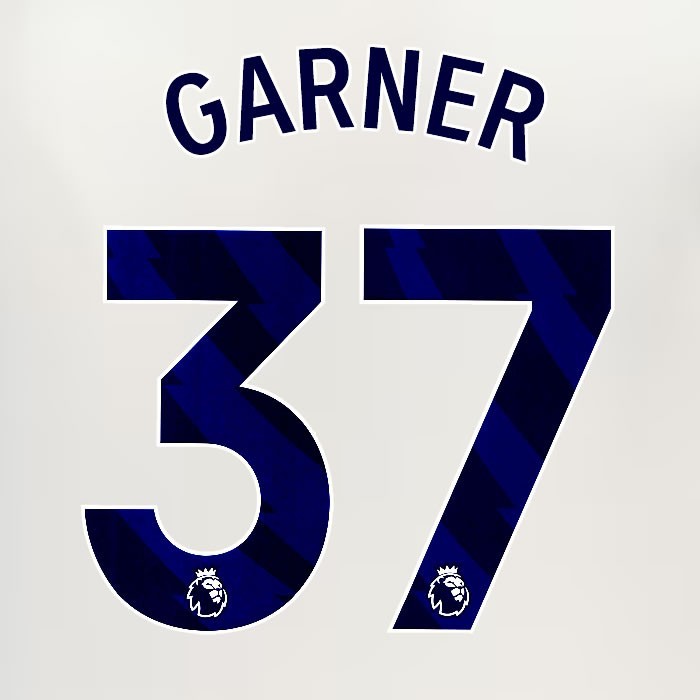 2024 2025 EVERTON GARNER 37 OFFICIAL BLUE 3RD PLAYER SIZE NAMESET