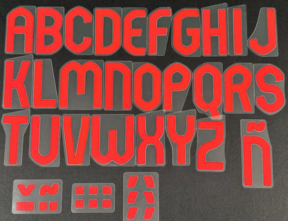 2024 2025 OFFICIAL AVERY DENNISON SPAIN AWAY RED PLAYER SIZE LETTERS