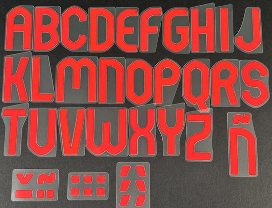 2024 2025 OFFICIAL AVERY DENNISON SPAIN AWAY RED PLAYER SIZE LETTERS