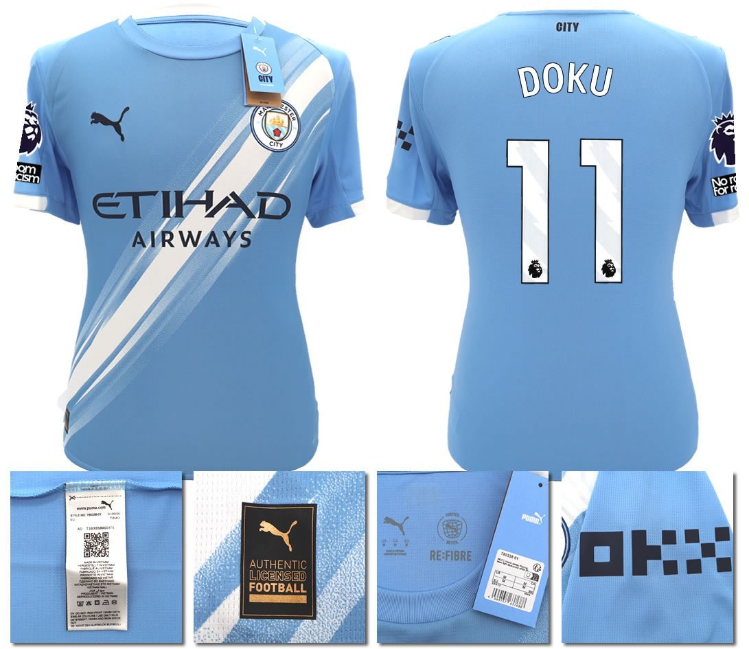 BNWT 2025 2026 MAN CITY PUMA HOME DOKU 11 FOOTBALL SHIRT