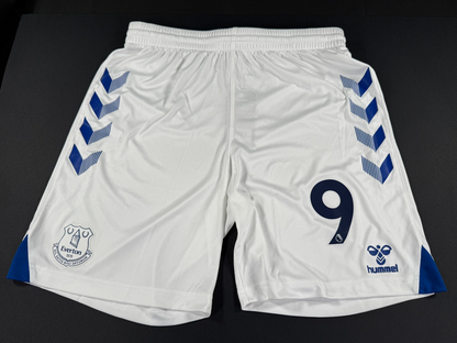 BRAND NEW 2020 2021 HUMMEL EVERTON HOME FOOTBALL SHORTS #9 MENS MEDIUM