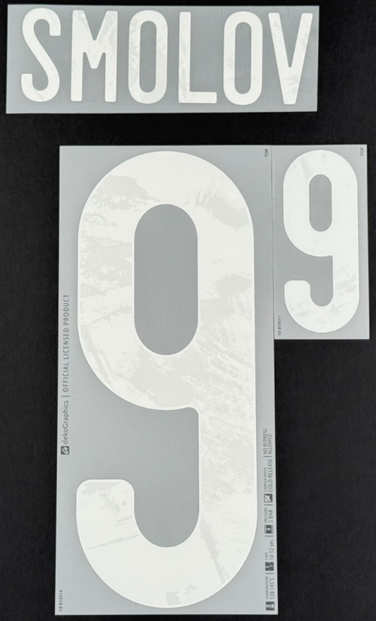 RUSSIA 2020 / 2021 OFFICIAL SMOLOV 9 WHITE PLAYER SIZE NAMESET 265MM