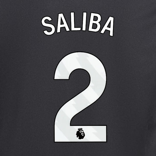2024 2025 ARSENAL SALIBA 2 WHITE AWAY OFFICIAL PLAYER SIZE NAMESET
