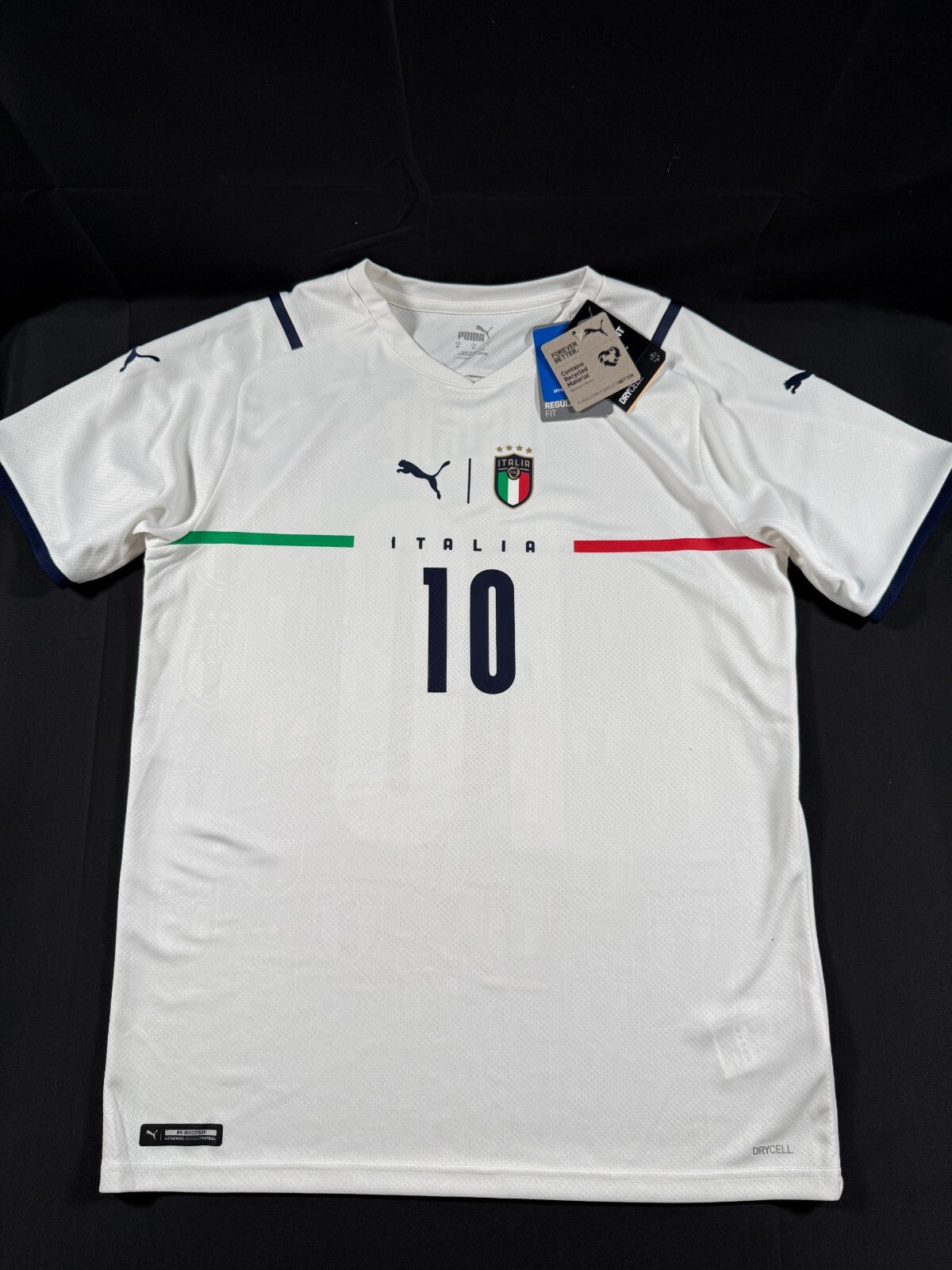BNWT 2021 2022 ITALY AWAY PUMA FOOTBALL SHIRT INSIGNE 10 MENS MEDIUM