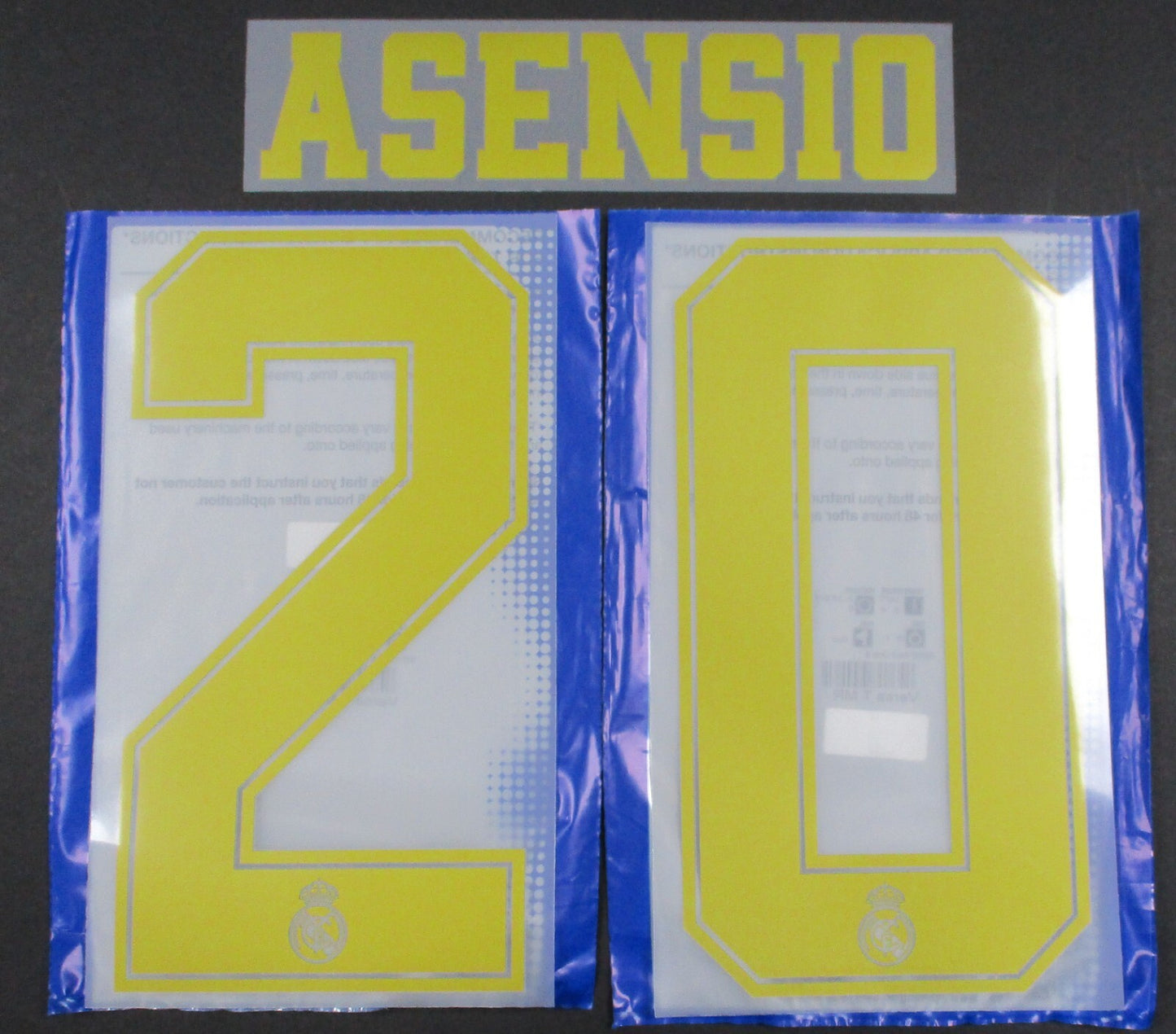 2019 2020 SPORTING ID REAL MADRID ASENSIO 20 HOME & AWAY GOLD PLAYER SIZE