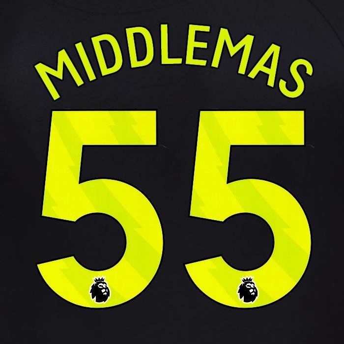 2025 2026 OFFICIAL SUNDERLAND MIDDLEMAS 55 YELLOW 3RD PLAYER SIZE NAME SET