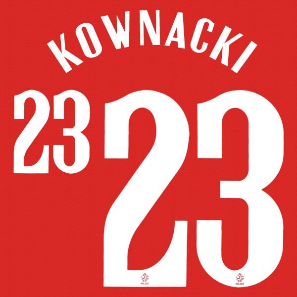 2020 2021 OFFICIAL POLAND KOWNACKI 23 AWAY WHITE PLAYER SIZE NAMESET