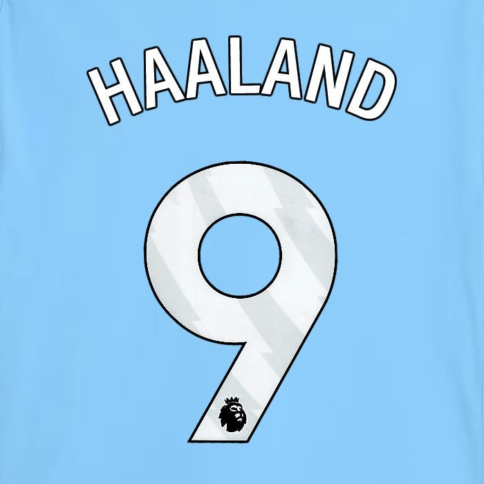 2025 2026 MANCHESTER CITY HAALAND 9 WHITE HOME PLAYER SIZE NAME SET