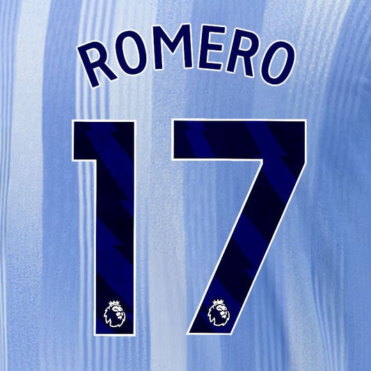 2024 2025 TOTTENHAM ROMERO 17 BLUE AWAY PLAYER SIZE NAME SET
