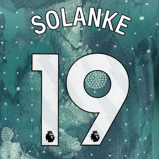 2024 2025 TOTTENHAM SOLANKE 19 WHITE 3RD PLAYER SIZE NAME SET