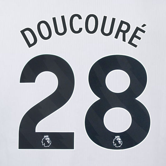 2023 2024 OFFICIAL CRYSTAL PALACE DOUCOURE 28 BLACK AWAY PLAYER SIZE NAMESET