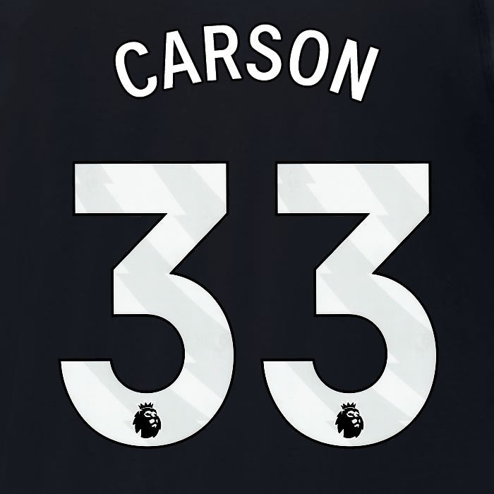 2023 2024 MAN CITY CARSON 33 WHITE 3RD PLAYER SIZE NAME SET