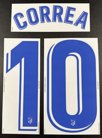 2018 2019 OFFICIAL ATLETICO CORREA 10 AWAY PLAYER SIZE NAMESET