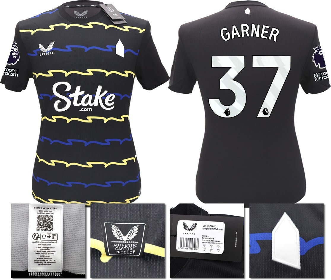 BNWT 2025/2026 EVERTON F.C. CASTORE 3RD SHIRT GARNER 37 + PATCHES