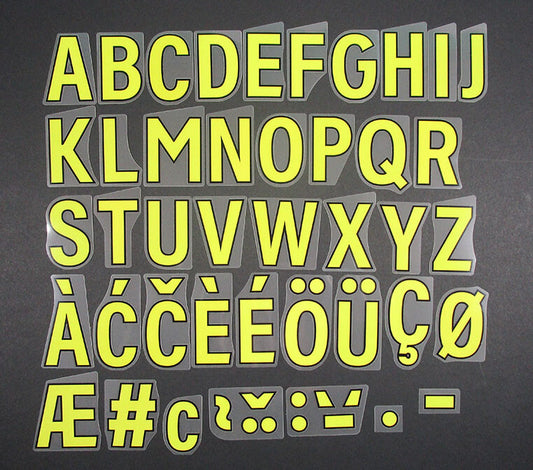 2023 - 2025 OFFICIAL AVERY DENNISON PREMIER LEAGUE YELLOW PLAYER SIZE LETTERS
