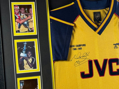 MICHAEL THOMAS SIGNED FRAMED SHIRT - ITS UP FOR GRABS NOW ANFIELD 1989