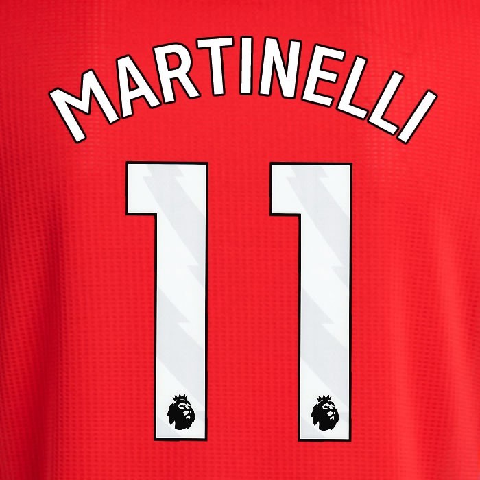 2024 2025 ARSENAL MARTINELLI 11 WHITE HOME OFFICIAL PLAYER SIZE NAMESET