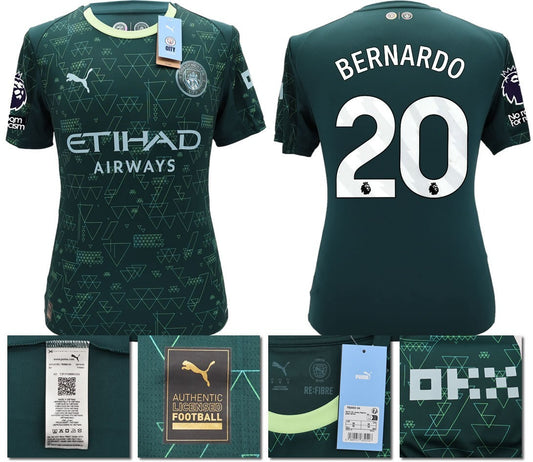 BNWT 25 26 MAN CITY PUMA 4TH BERNARDO 20 + PATCHES FOOTBALL SHIRT