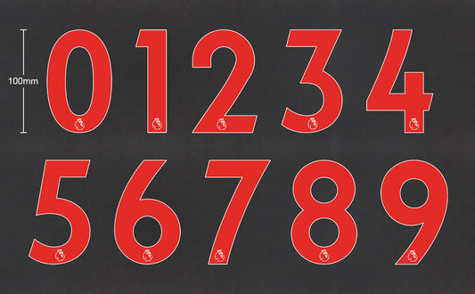 2019 - 2023 OFFICIAL AVERY DENNISON PREMIER LEAGUE RED SHORT NUMBERS