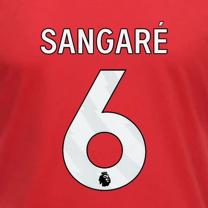 2023 2024 OFFICIAL NOTTINGHAM SANGARE 6 WHITE HOME PLAYER SIZE NAMESET