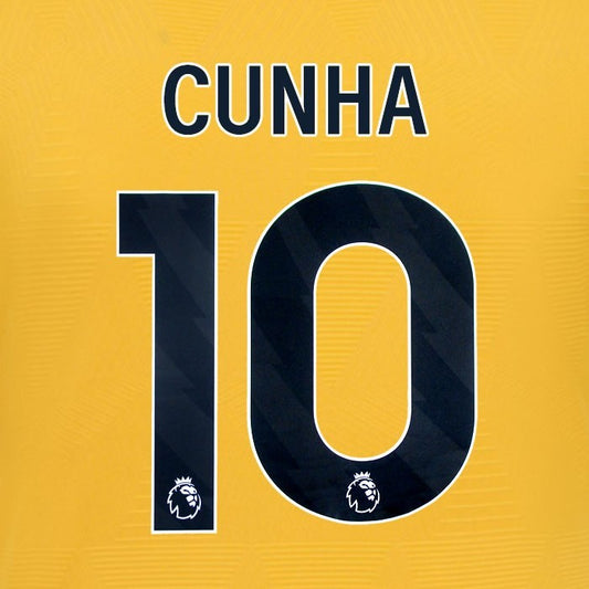 2024 2025 WOLVES HOME BLACK CUNHA 10 OFFICIAL PLAYER SIZE NAMESET
