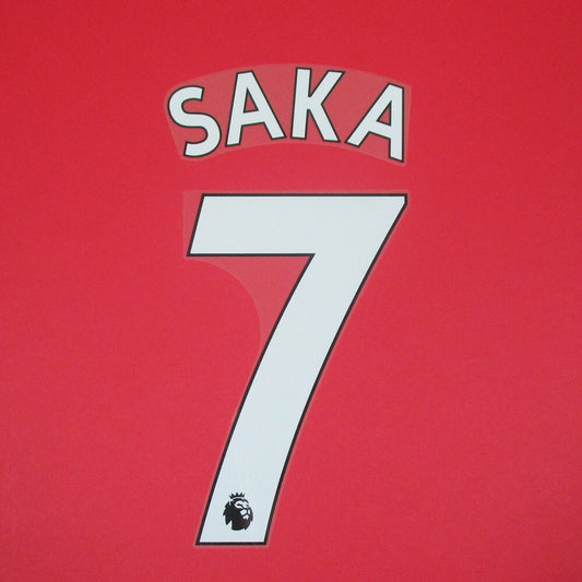 ARSENAL 2019-23 SAKA 7 OFFICIAL AVERY DENNISON WHITE PLAYER SIZE NAME SET