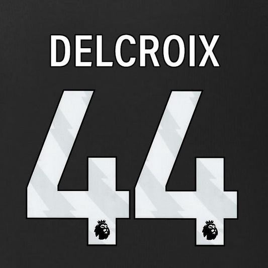 2025 2026 BURNLEY DELCROIX 44 OFFICIAL WHITE 3RD PLAYER SIZE NAMESET