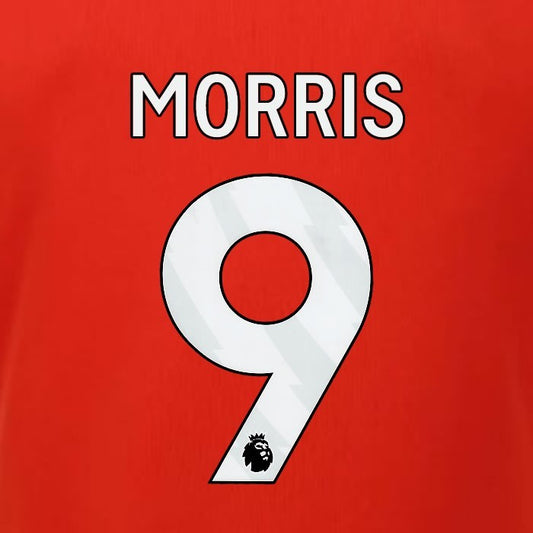 2023 2024 LUTON TOWN OFFICIAL MORRIS 9 WHITE HOME PLAYER SIZE NAMESET