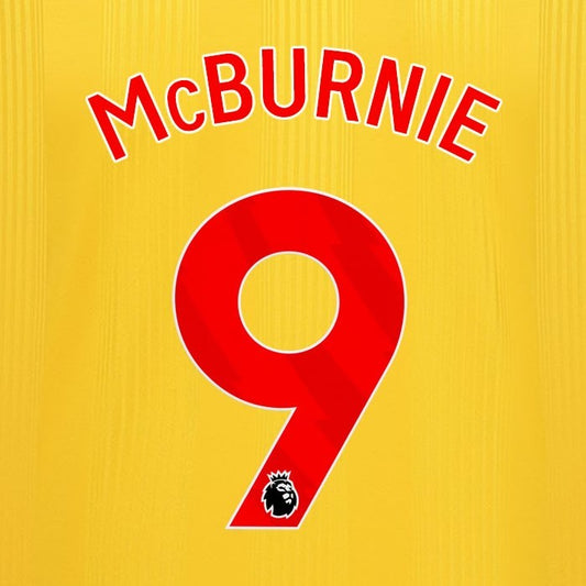 2023 2024 SHEFFIELD UNITED OFFICIAL McBURNIE 9 RED AWAY PLAYER SIZE NAMESET