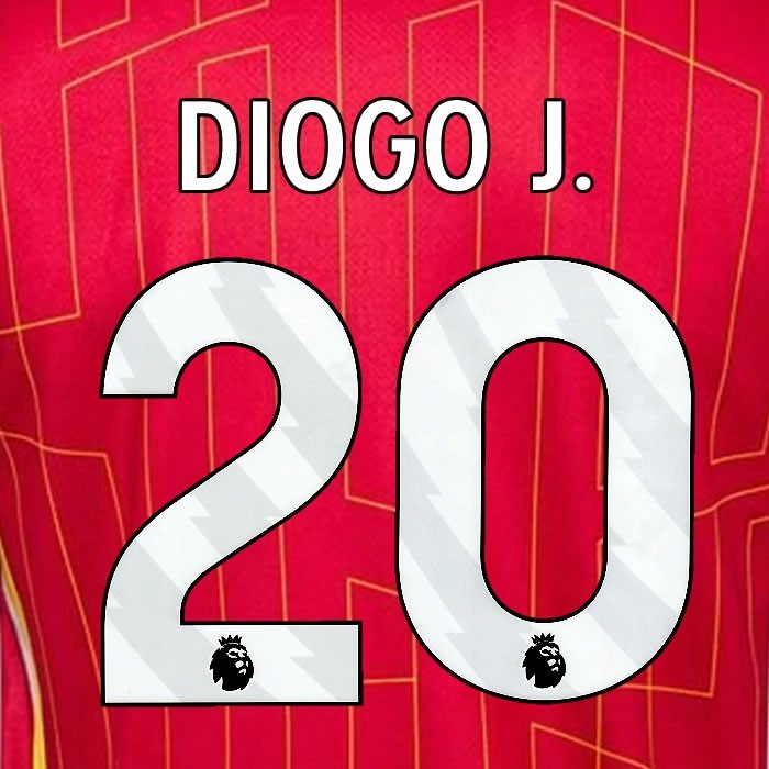 2024 2025 OFFICIAL LIVERPOOL DIOGO J. 20 WHITE HOME PLAYER SIZE NAMESET