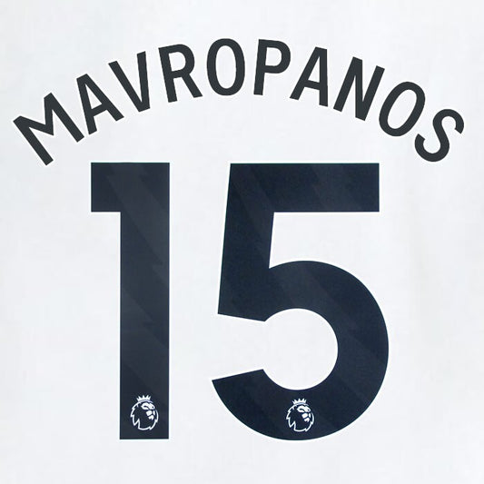 2023 2024 WEST HAM MAVROPANOS 15 OFFICIAL AWAY BLACK PLAYER SIZE NAMESET