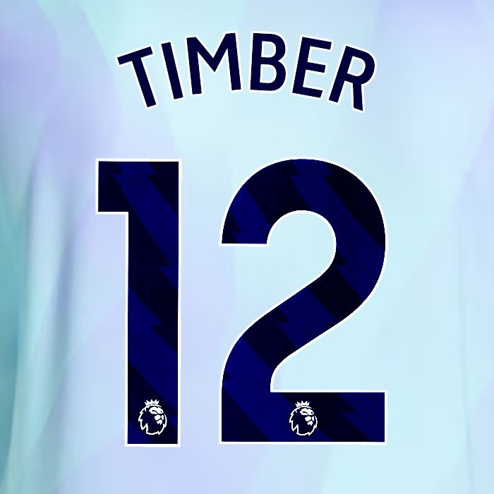 2024 2025 ARSENAL TIMBER 12 BLUE 3RD OFFICIAL PLAYER SIZE NAMESET